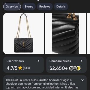 Saint Laurent Black Quilted Leather Shoulder Bag